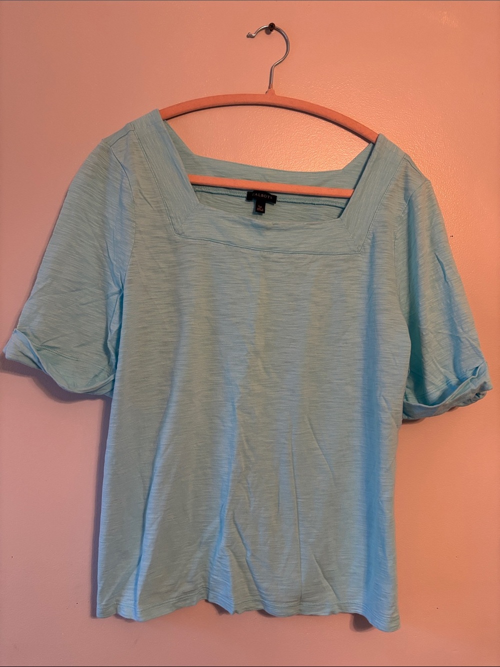 Talbots Light Blue Square-Neck Short Sleeve Top